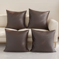 Faux Leather Dark Brown Cushion Cover (Pack of 4)