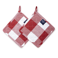 Cotton Buffalo Red Checks Pot Holders (Pack of 2)