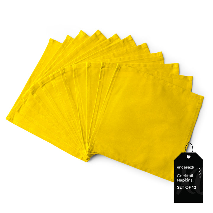 Cotton Sunbeam Yellow Table Napkins (Pack of 12)