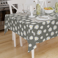 Cotton Daisy Grey Table Cloth (Pack of 1)