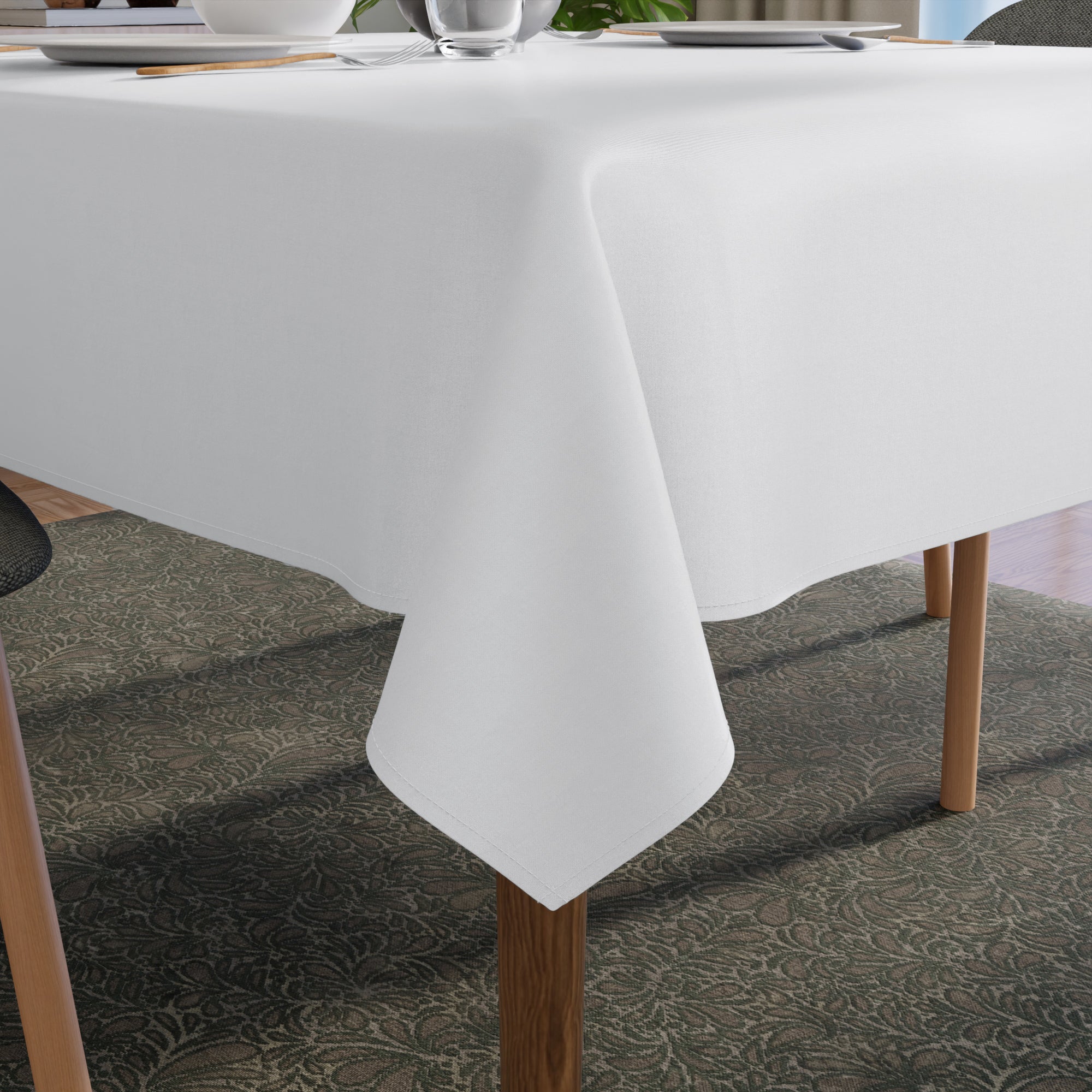 Spun Polyester White Table Cloth (Pack of 1)