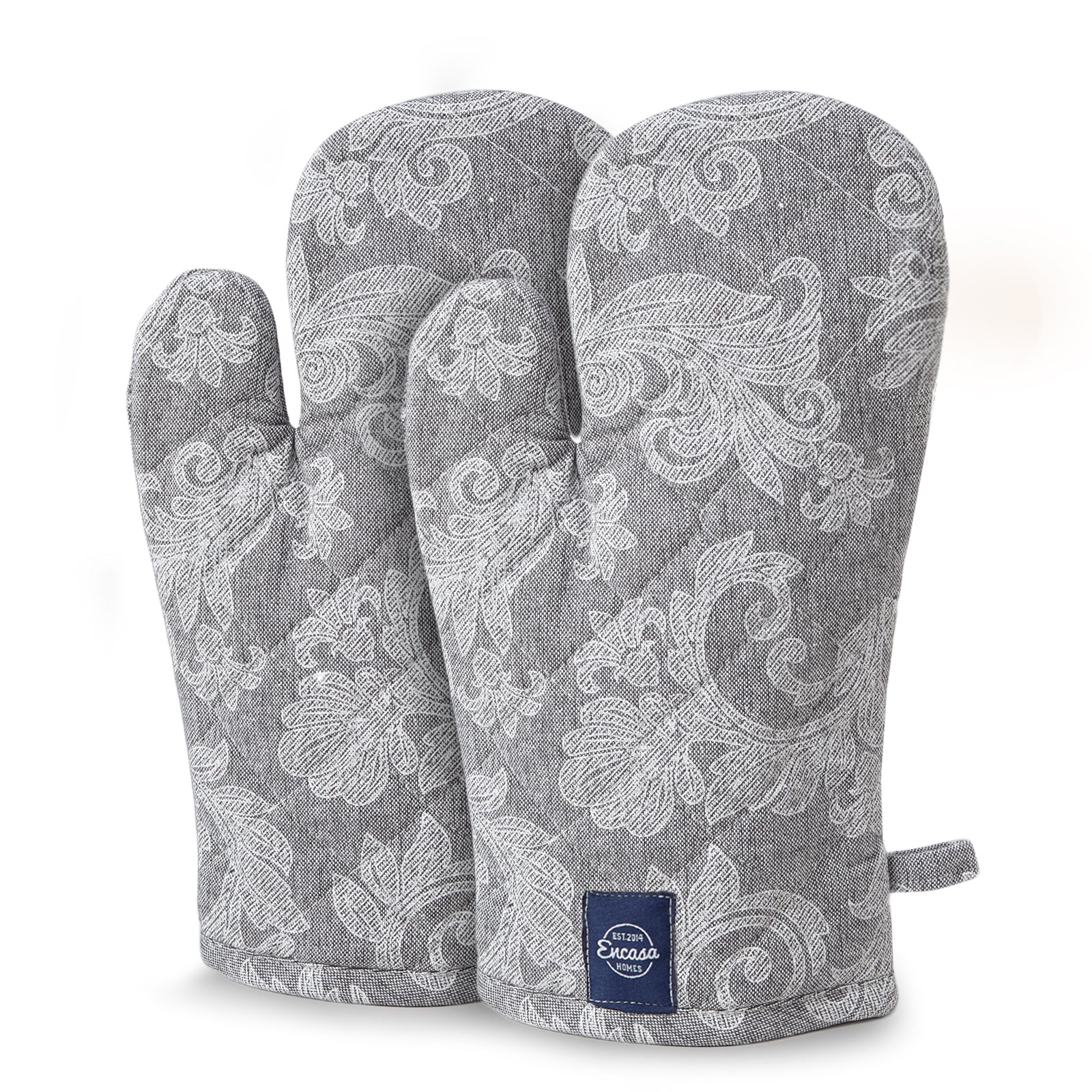 Cotton Grey Oven Gloves (Pack of 2)