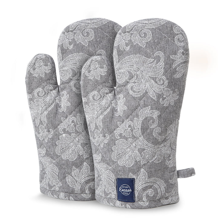 Cotton Grey Oven Gloves (Pack of 2)