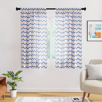Polyester Chevron Blue Curtain (Pack of 2)