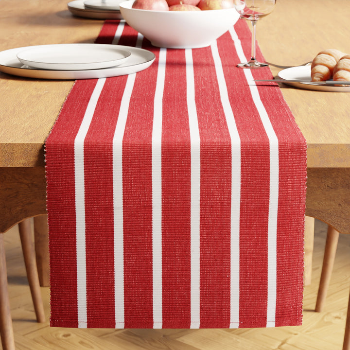 Cotton Roma Red Stripes Table Runner (Pack of 1)