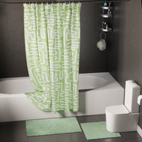 Polyester Maze Sage Combo Shower Curtain + Bathmat (Pack of 3)