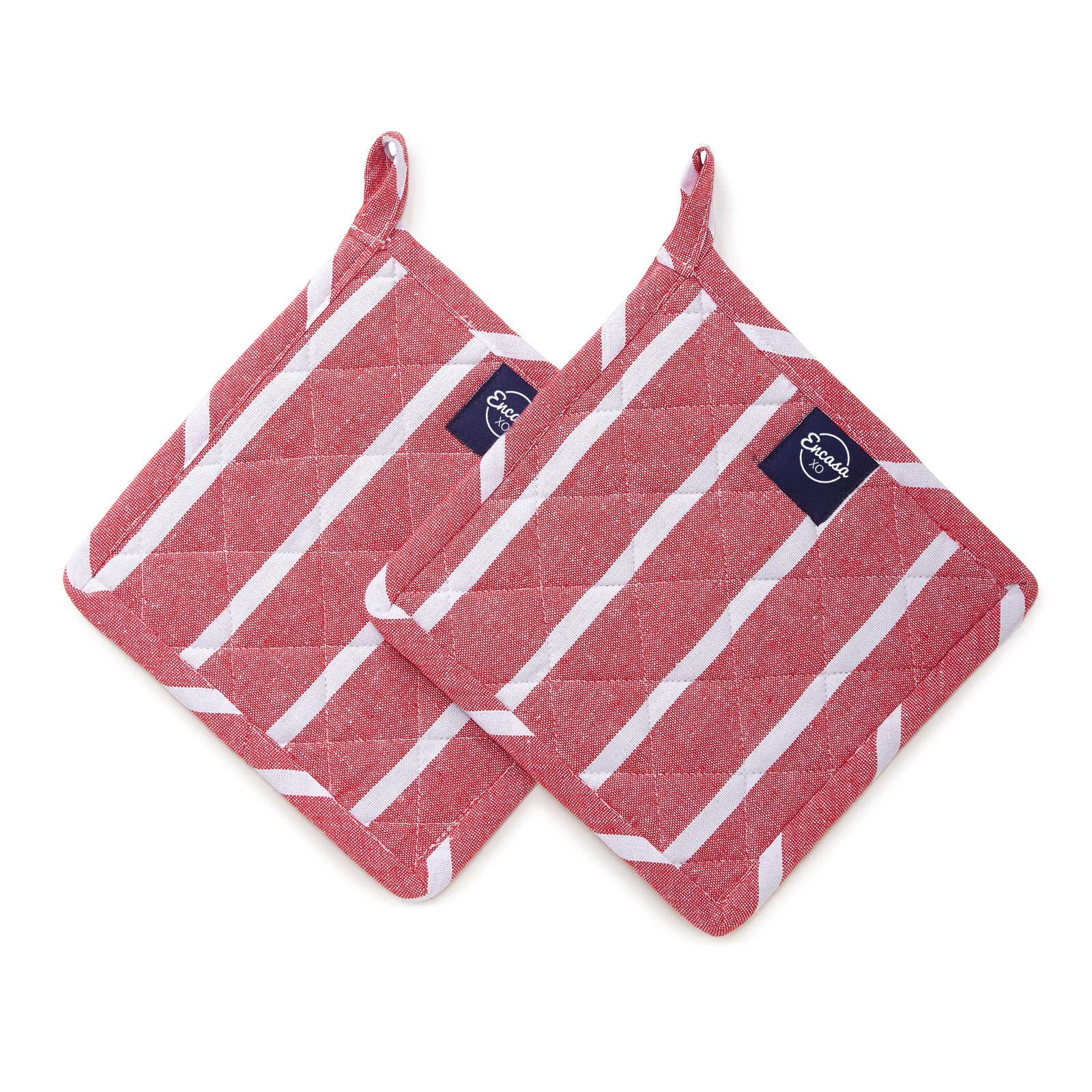 Cotton Roma Red Stripes Pot Holders (Pack of 2)