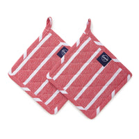 Cotton Roma Red Stripes Pot Holders (Pack of 2)