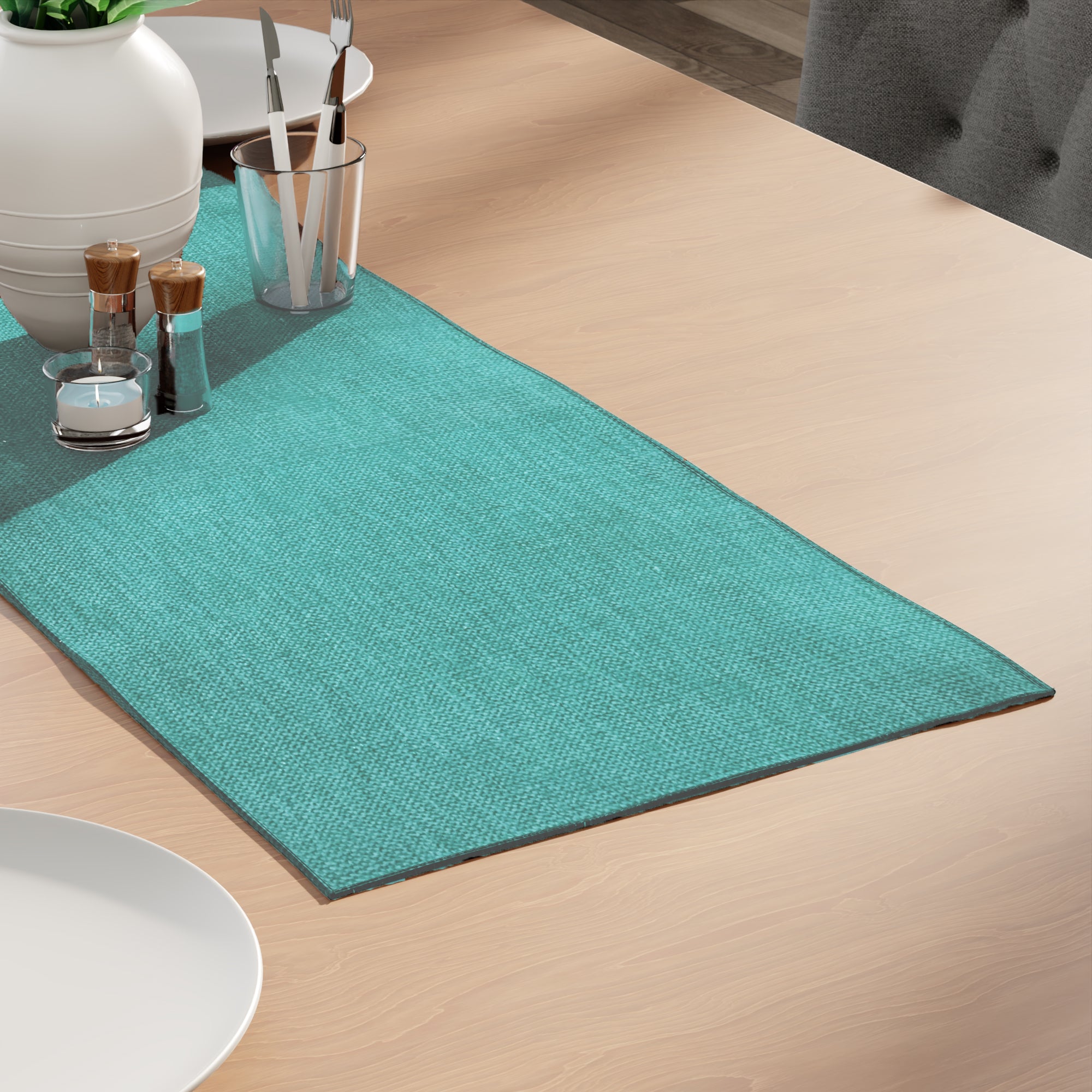 Chenille Turq Table Runner