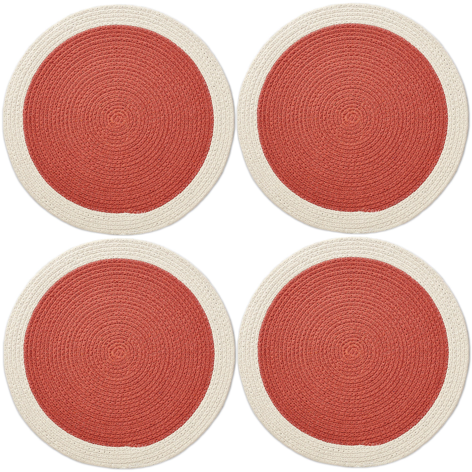Cotton Coral & Off White Placemat (Pack of 4)