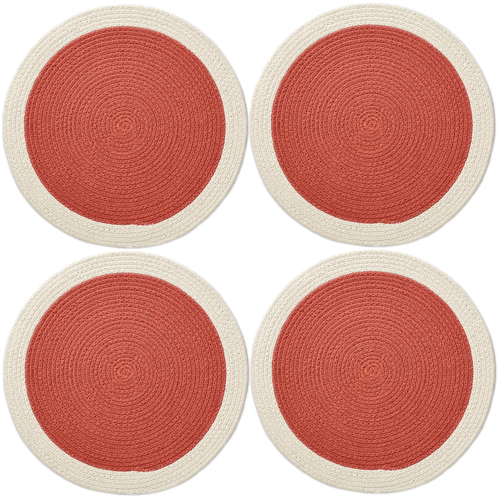 Cotton Coral & Off White Placemat (Pack of 4)