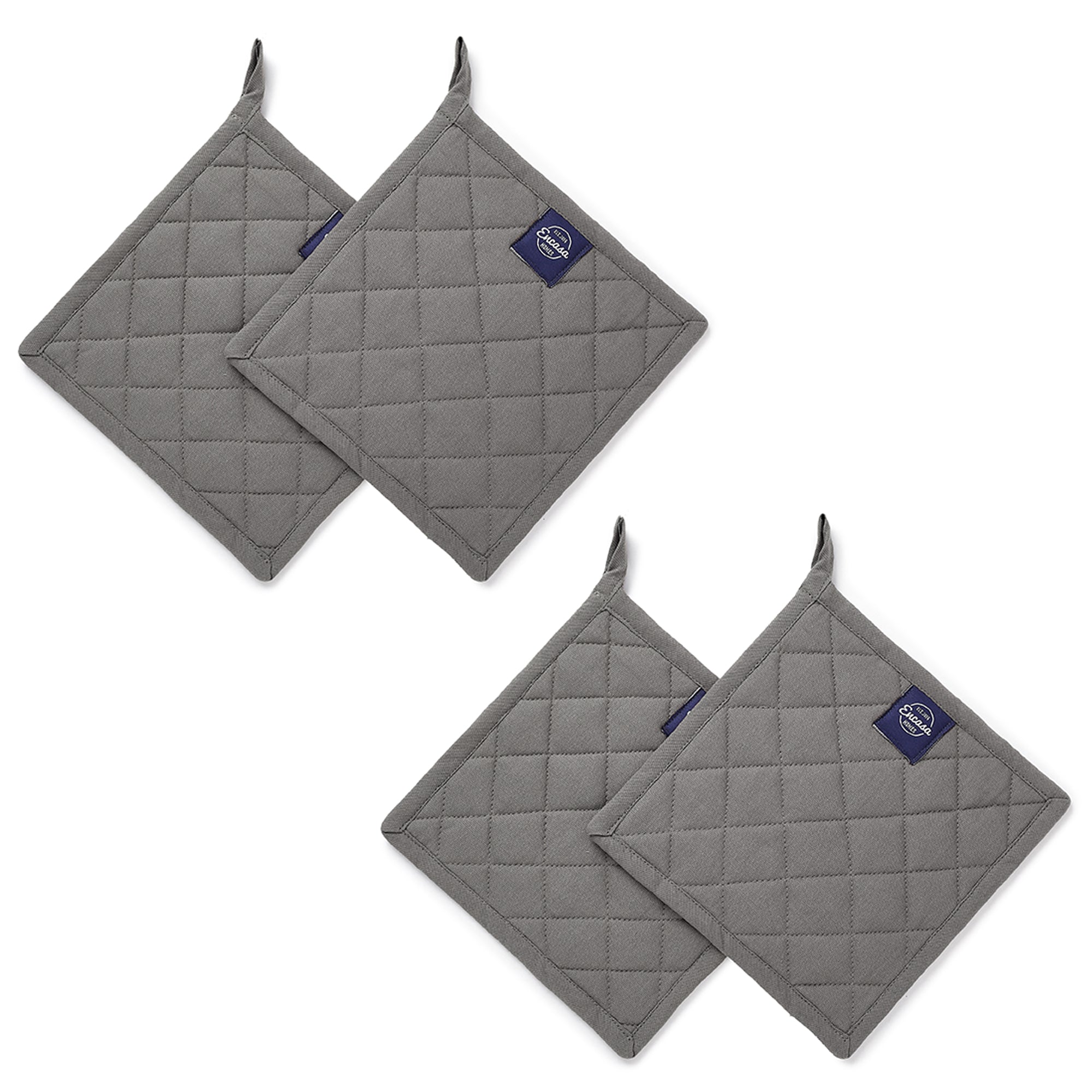 Yarn Dyed Cotton Grey Potholder (Pack of 4)