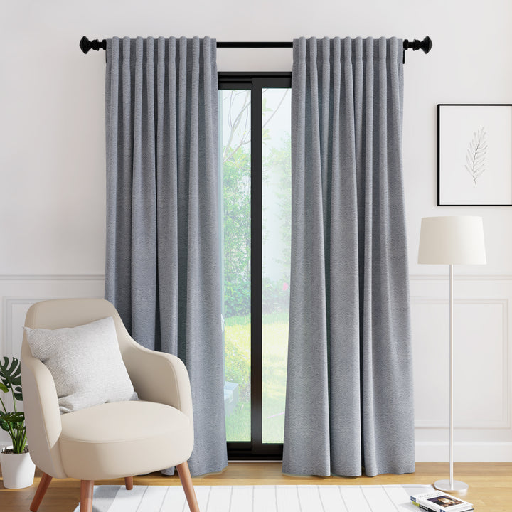 Embossed Velvet Grey Curtain
