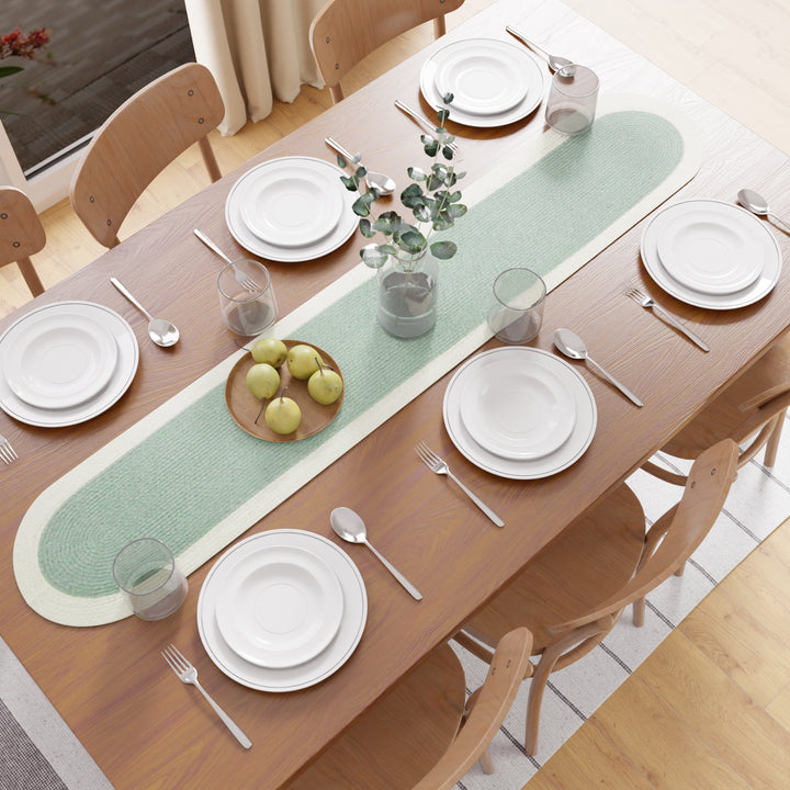 Cotton Sage & Off White Table Runner (Pack of 1)