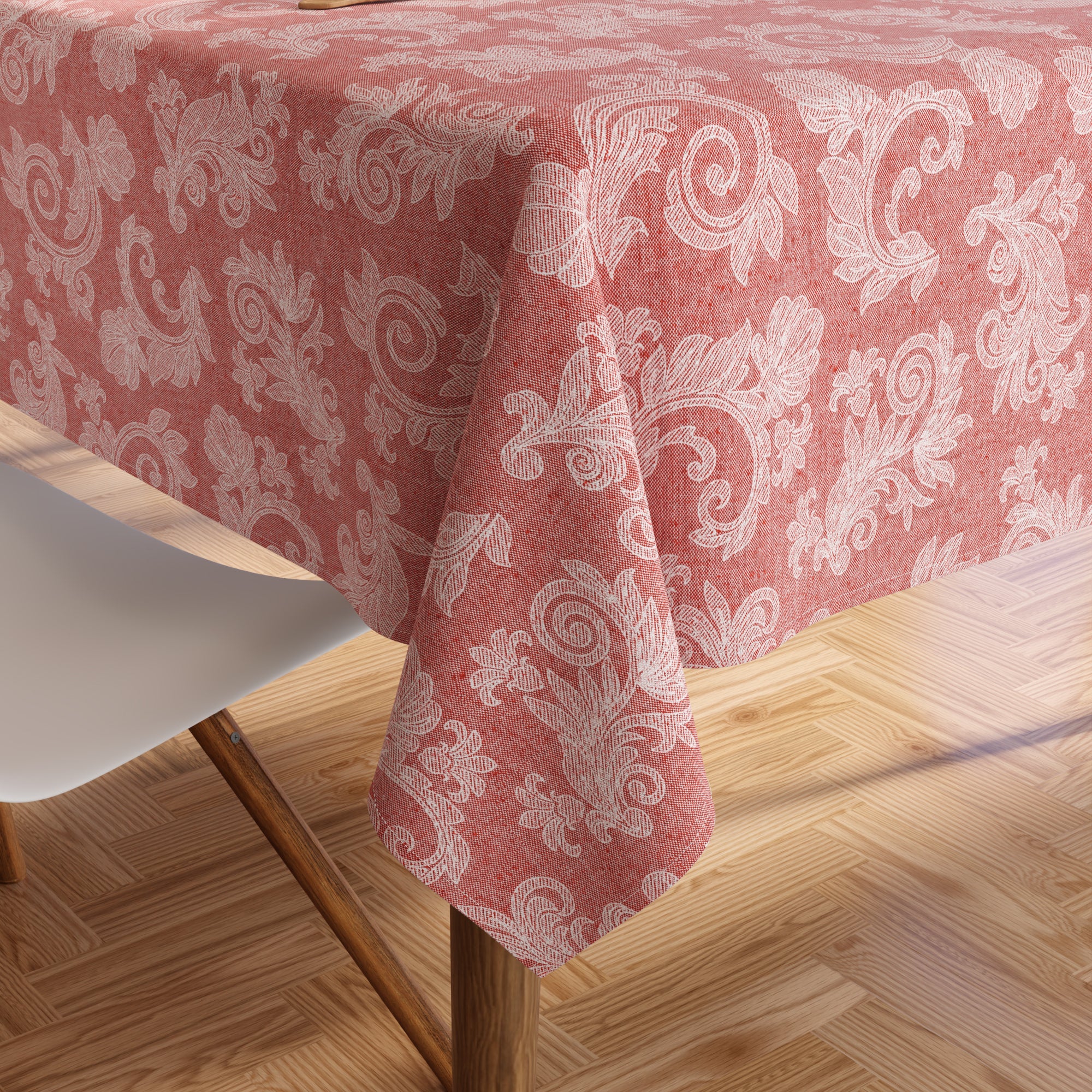 Cotton Red Table Cloth (Pack of 1)