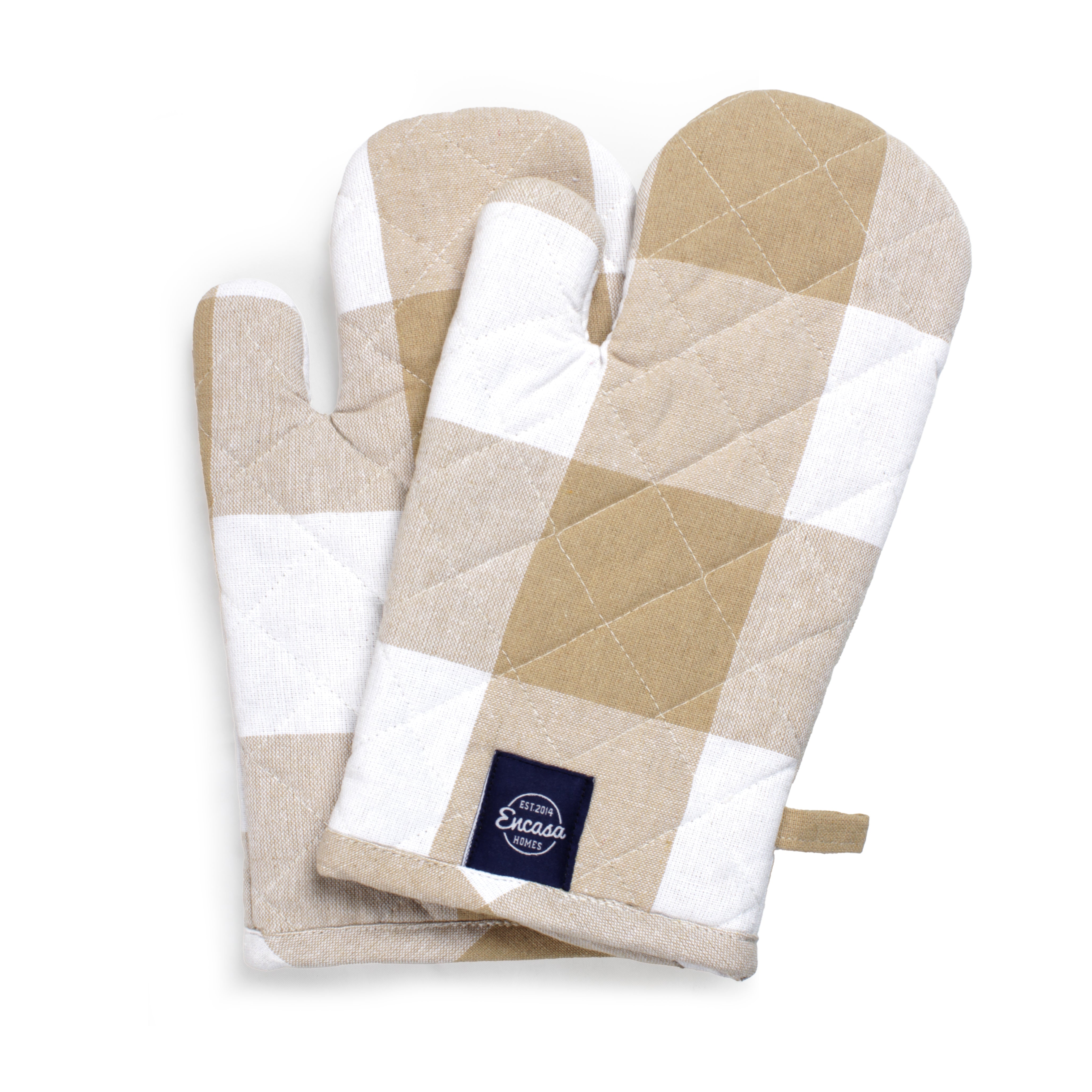 RC Yarn-Dyed Buffalo Beige Checks Oven Gloves (Pack of 2)