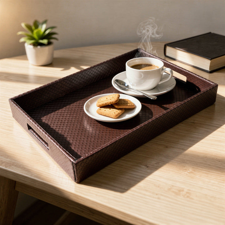 Leather Copper Leather Serving Tray