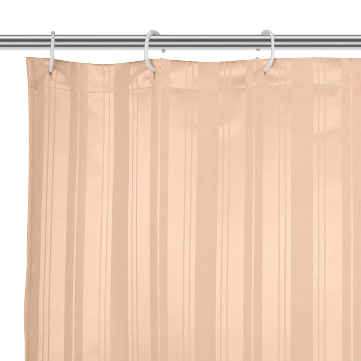 Polyester Stripe Peach Shower Curtain (Pack of 1)