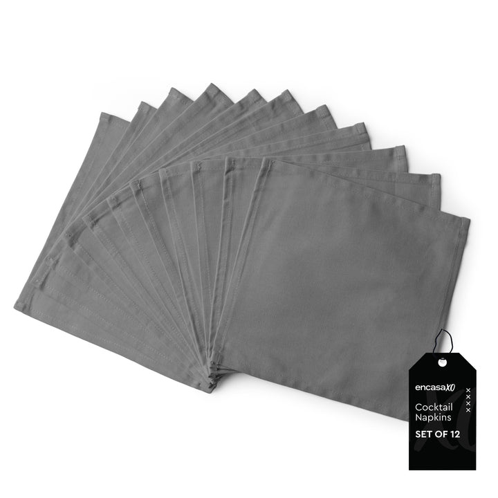 Cotton Grey Table Napkins (Pack of 12)