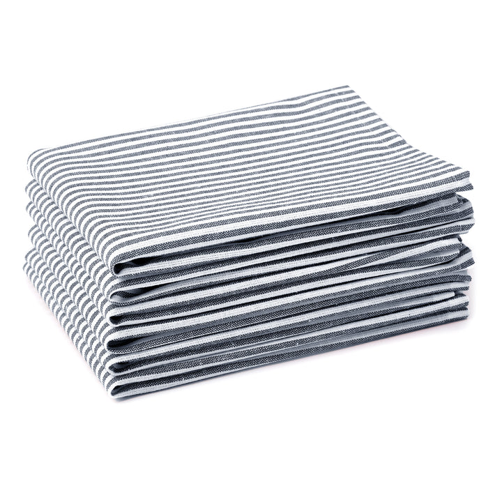 Cotton Ticking Navy Blue Table Napkins (Pack of 6)