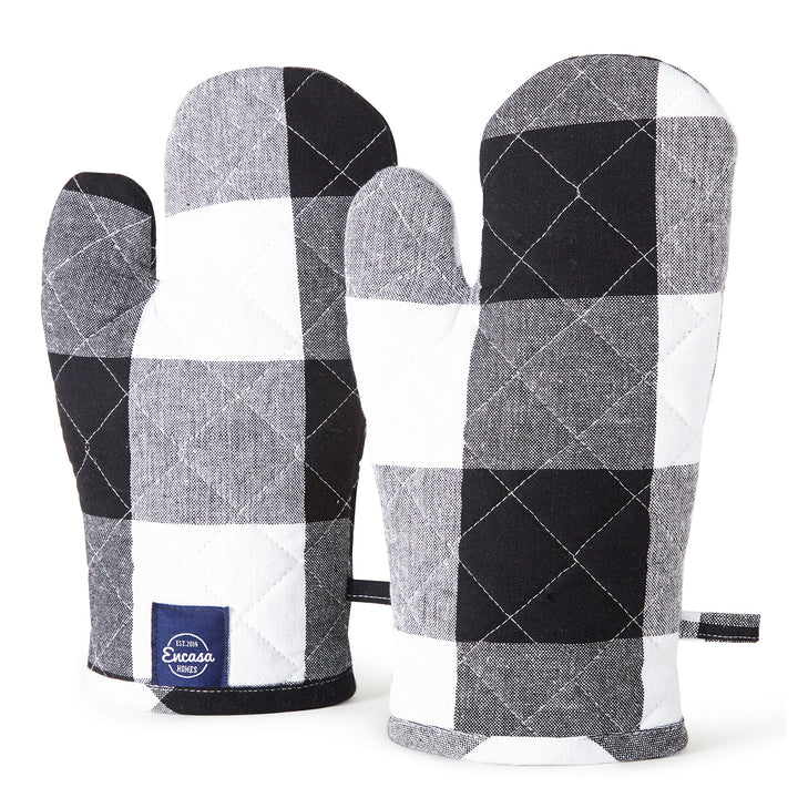 Cotton Buffalo Black Checks Oven Gloves (Pack of 2)