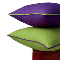 Cotton Lime Green with purple Cushion Cover (Pack of 2)
