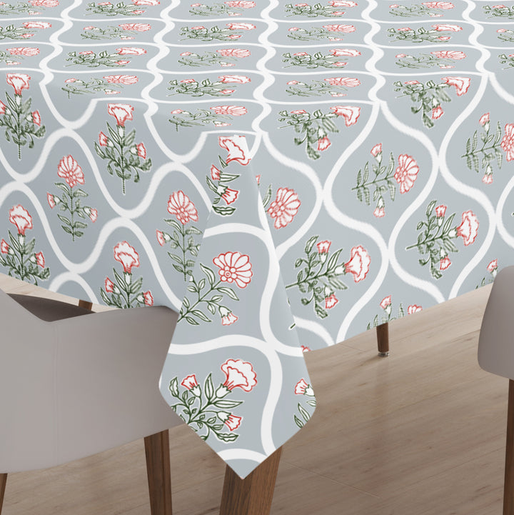 Polyester Light Grey Table Cloth (Pack of 1)