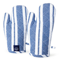 Cotton Franca Blue Stripes Oven Gloves (Pack of 2)