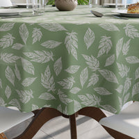 Cotton Big Leaves Green Table Cloth (Pack of 1)