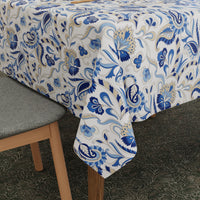 Polyester Chintz Blue Table Cloth (Pack of 1)