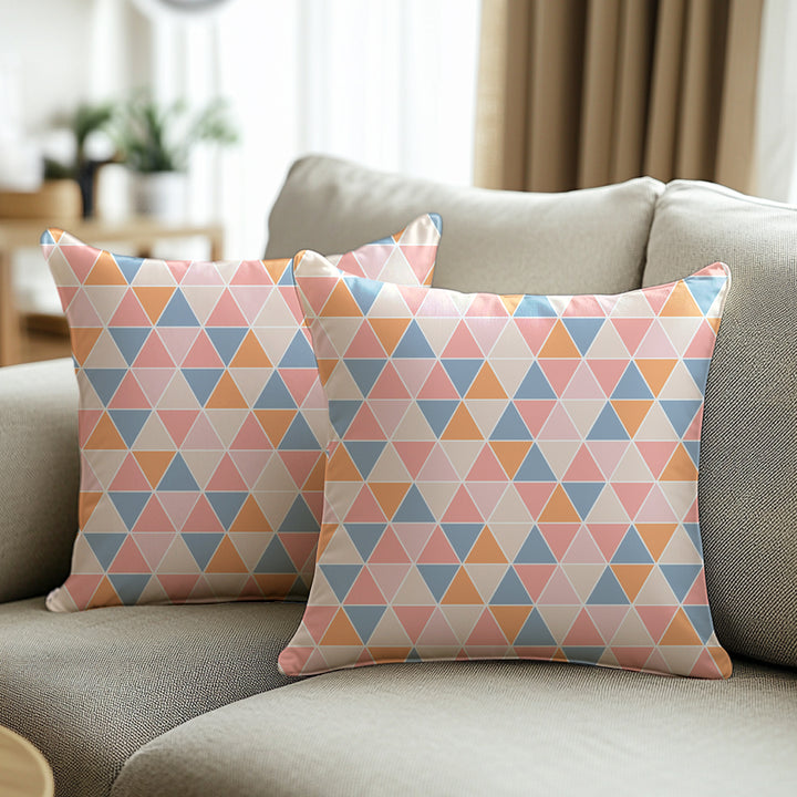 Micro Big Triangles Apricot Cushion Cover