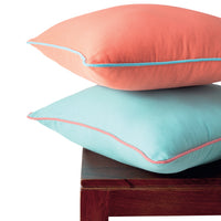 Cotton Egg Blue+Coral Cushion Cover (Pack of 2)