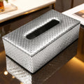 Faux Leather Silver Tissue Box (Pack of 1)