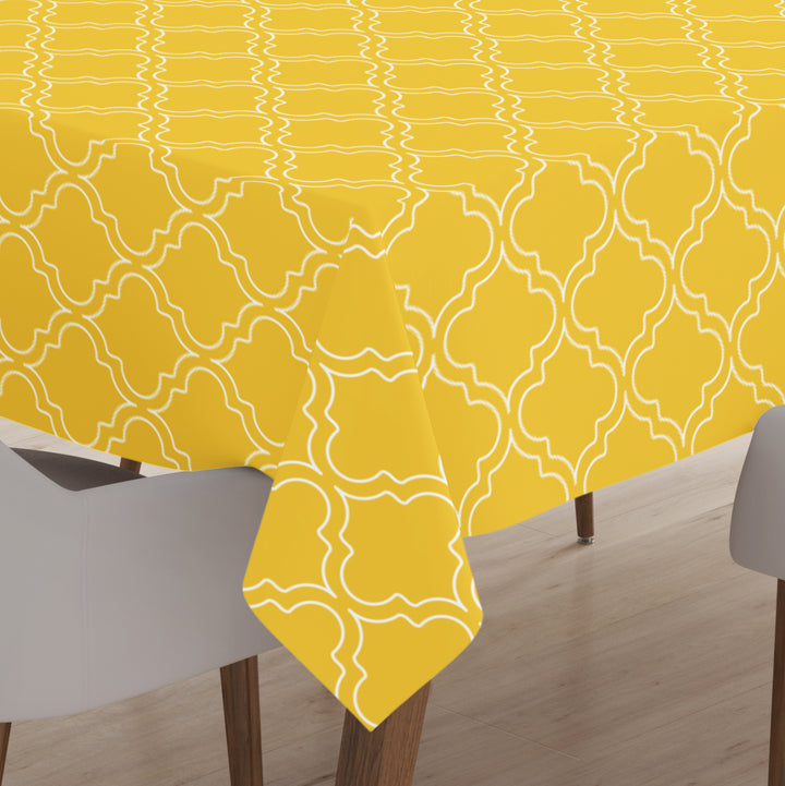 Polyester Yellow Trellis Table Cloth (Pack of 1)