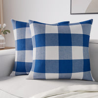 Cotton Buffalo Blue Checks Cushion Cover (Pack of 2)