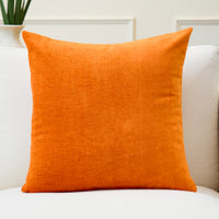 Chenille Solid Orange Cushion Cover (Pack of 1)