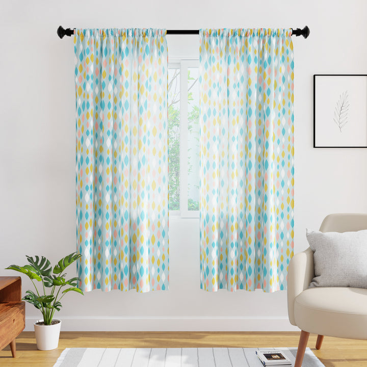 Polyester Teardrops Turq Curtain (Pack of 2)