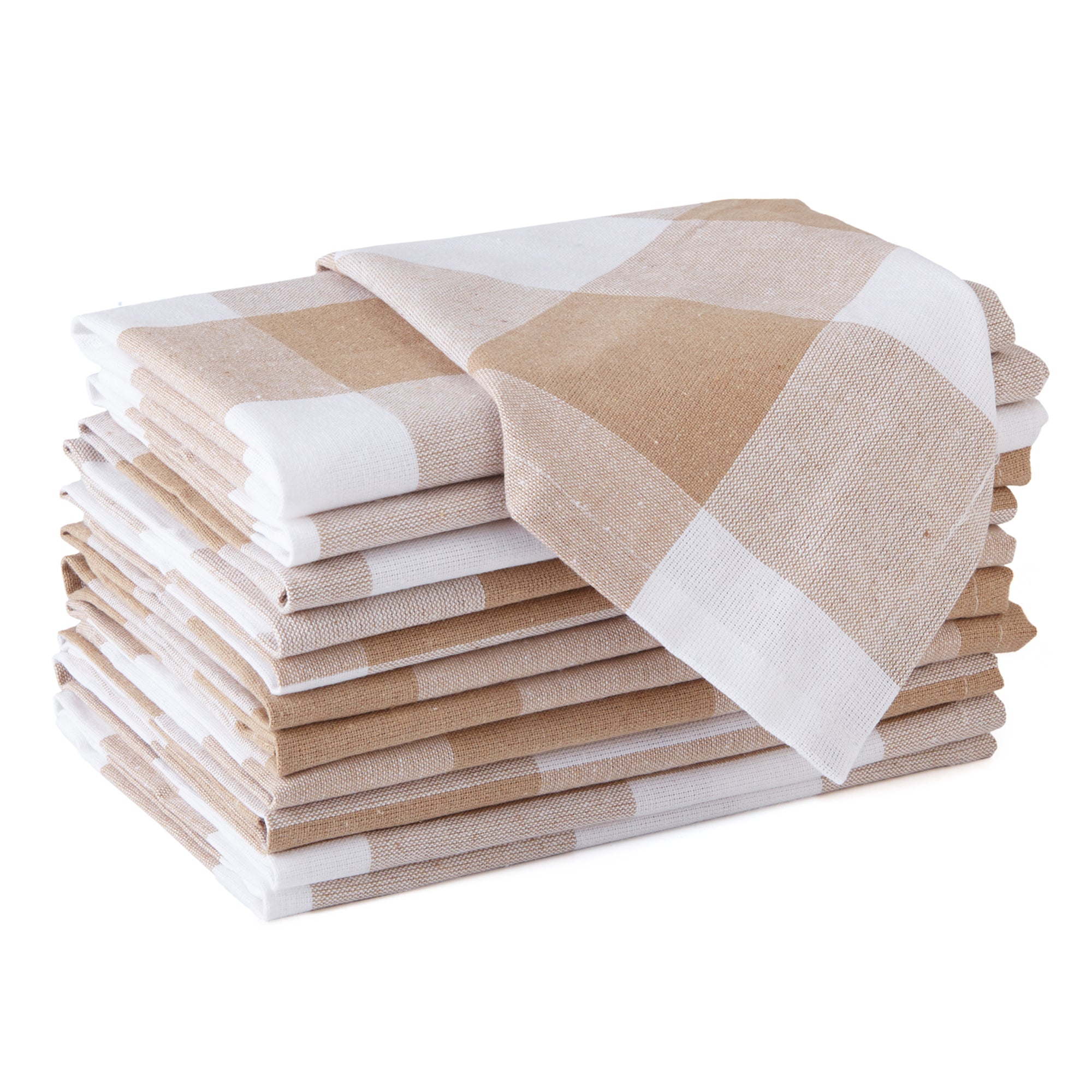 Cotton Buffalo Beige Checks Table Napkins (Pack of 12)
