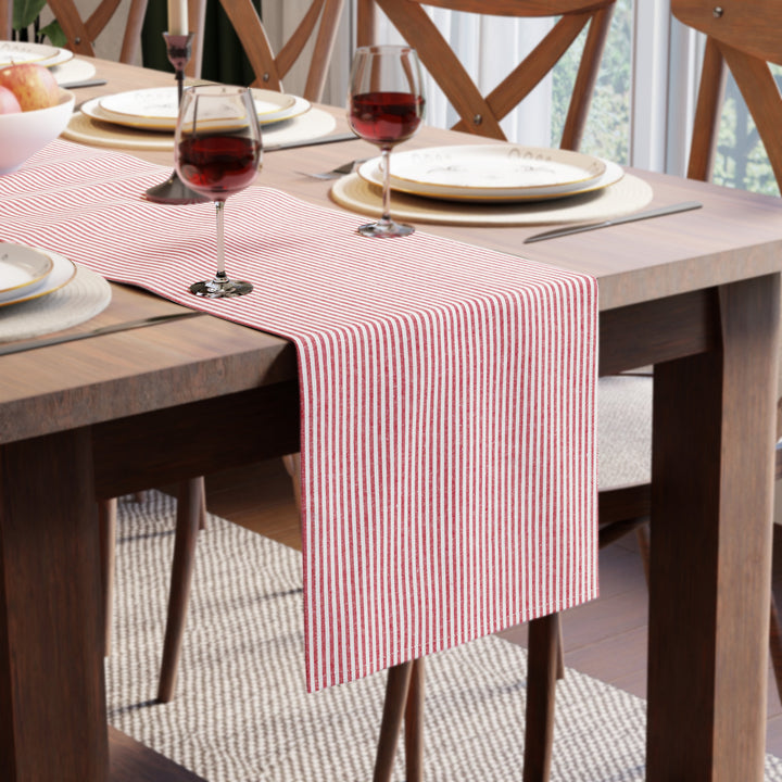 Cotton Ticking Red Table Runner (Pack of 1)