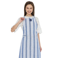 Cotton Franca Blue Stripes Apron (Pack of 1)
