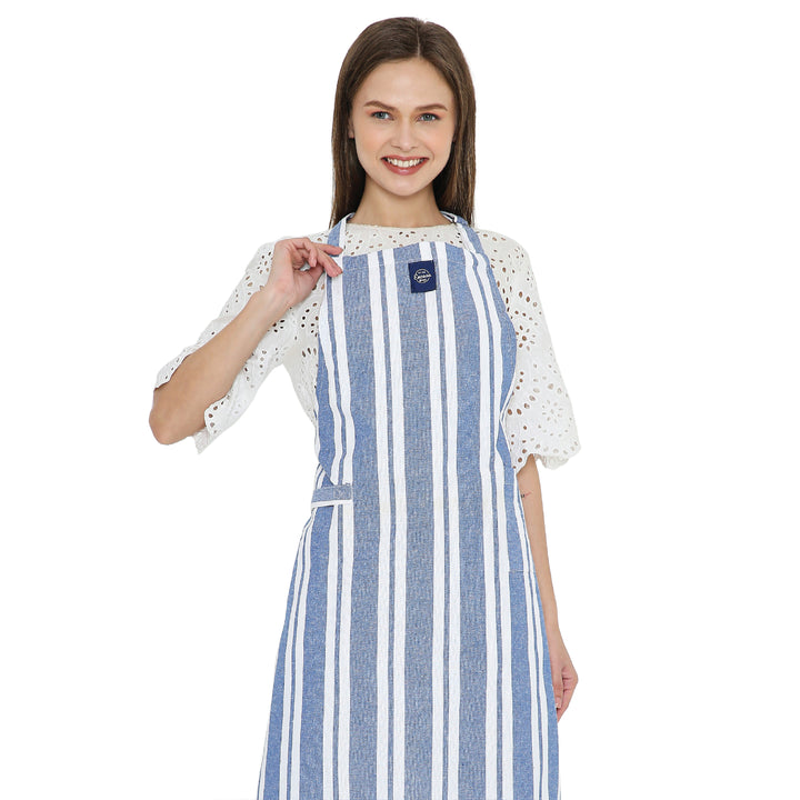 Cotton Franca Blue Stripes Apron (Pack of 1)