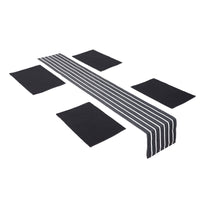 Cotton Roma Grey Table Runner+Placemat (Pack of 5)