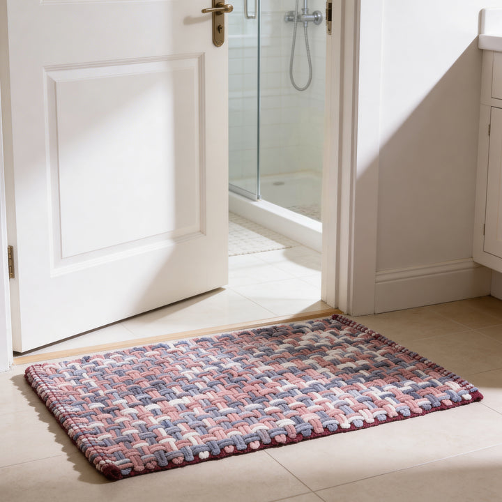 Cotton Multicolor Bathmat (Pack of 1)