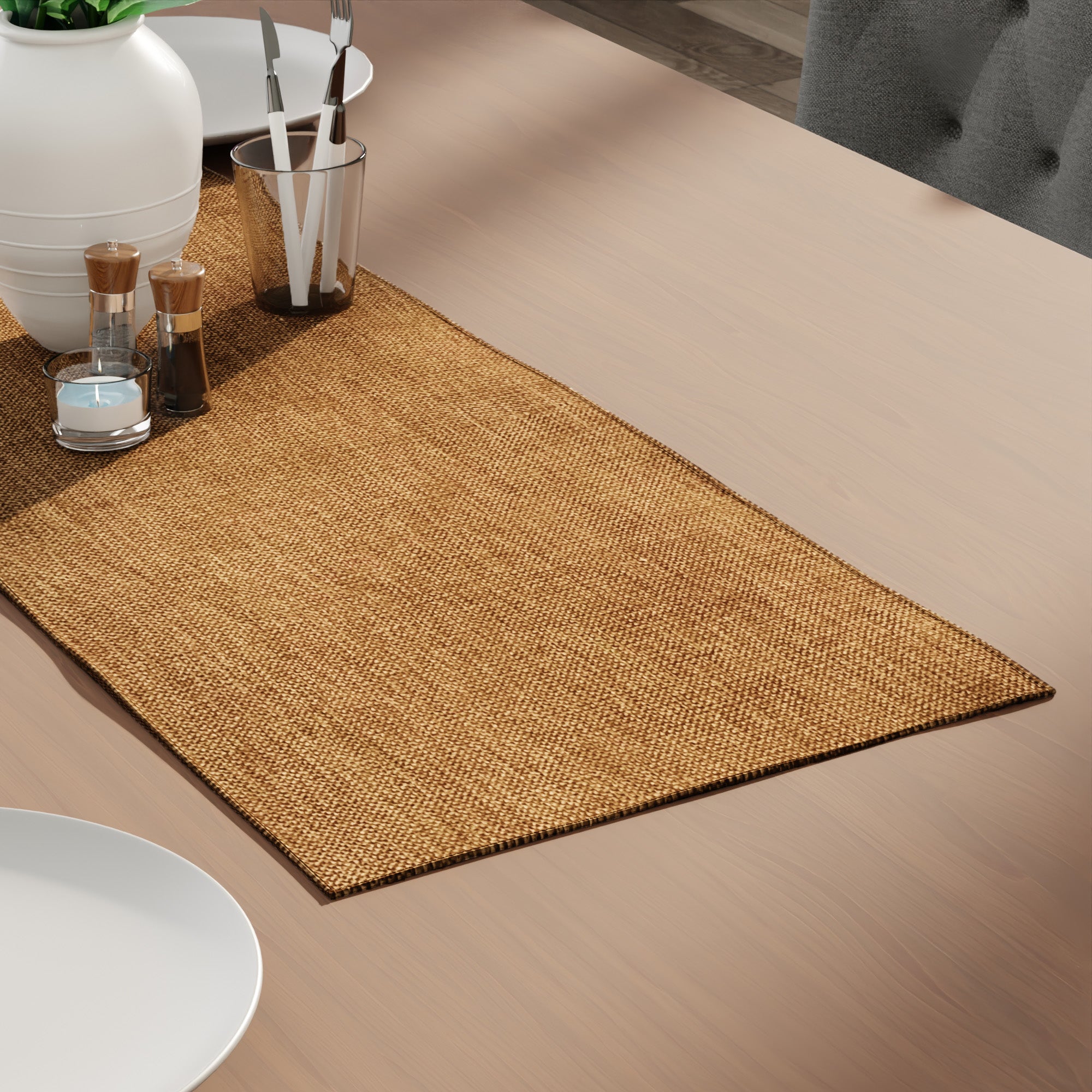 Chenille Mustard Table Runner