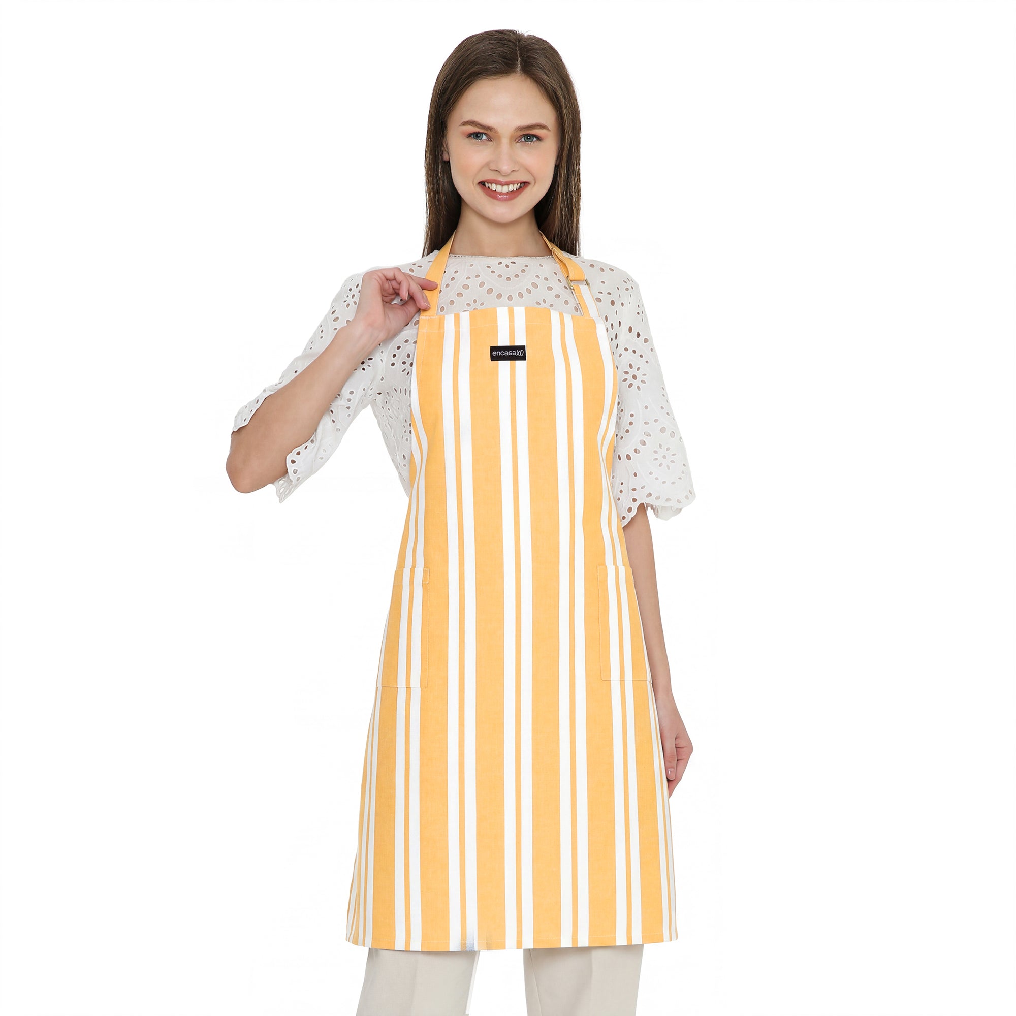 RC Yarn-Dyed Franca Yellow Stripes Apron (Pack of 1)