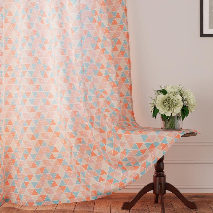 Polyester Triangles Apricot Curtain (Pack of 2)