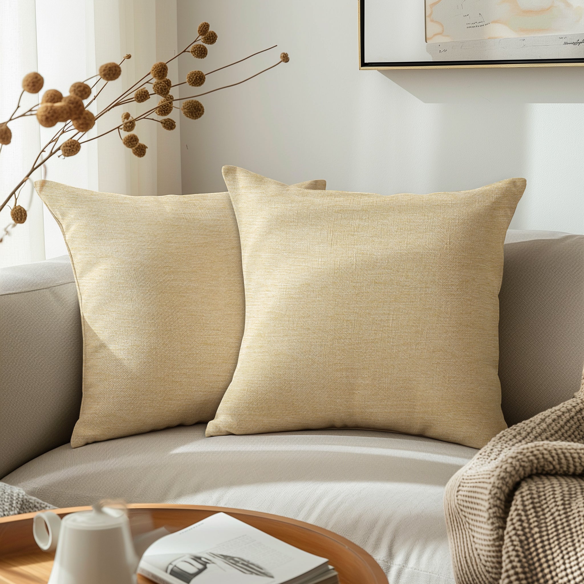 Chenille Cream Cushion Cover (Pack of 2)