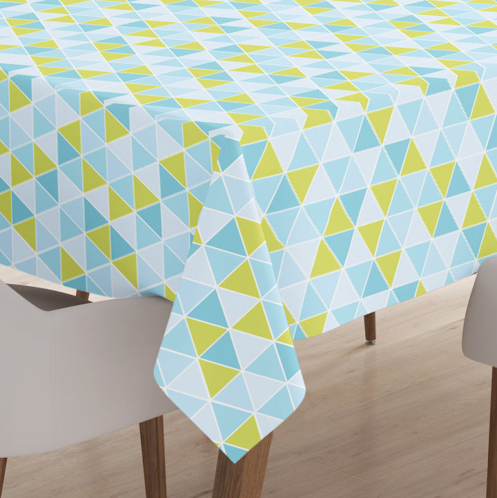 Cotton Triangles Aqua Table Cloth (Pack of 1)