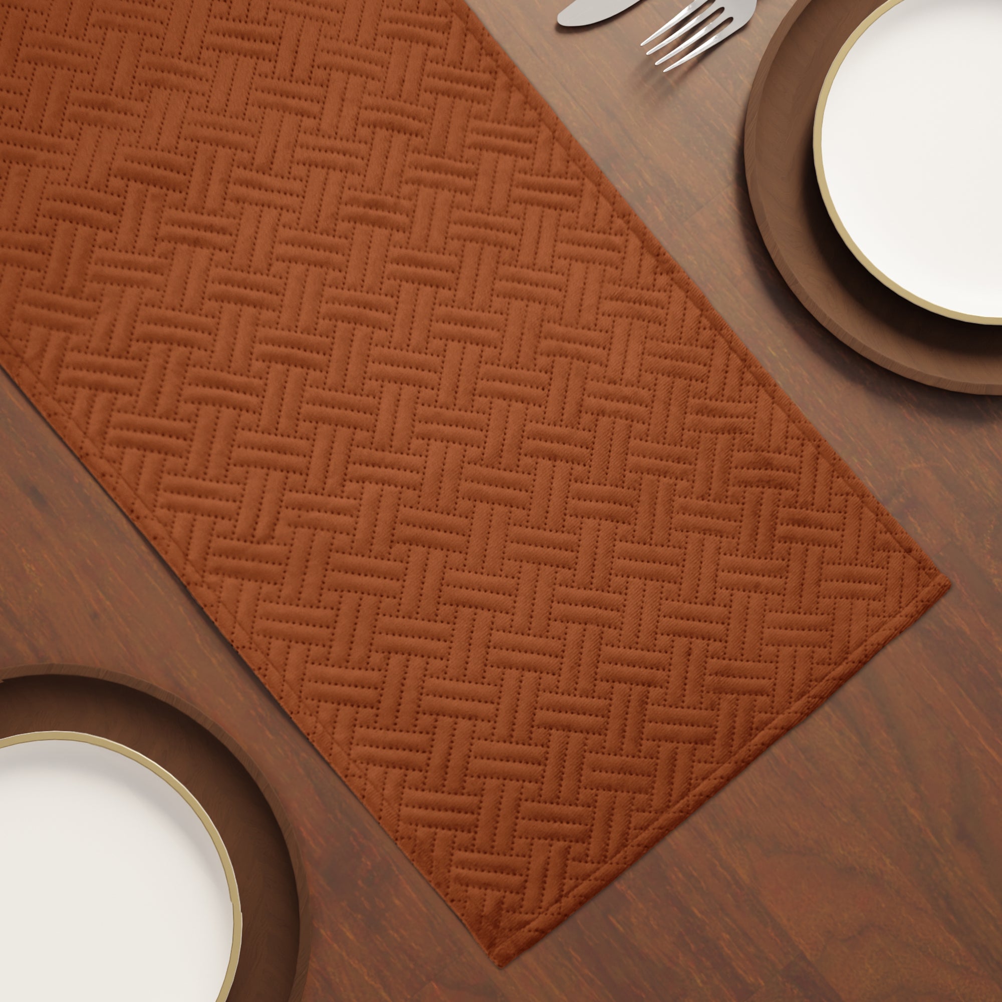Quilted Velvet Orange Table Runner