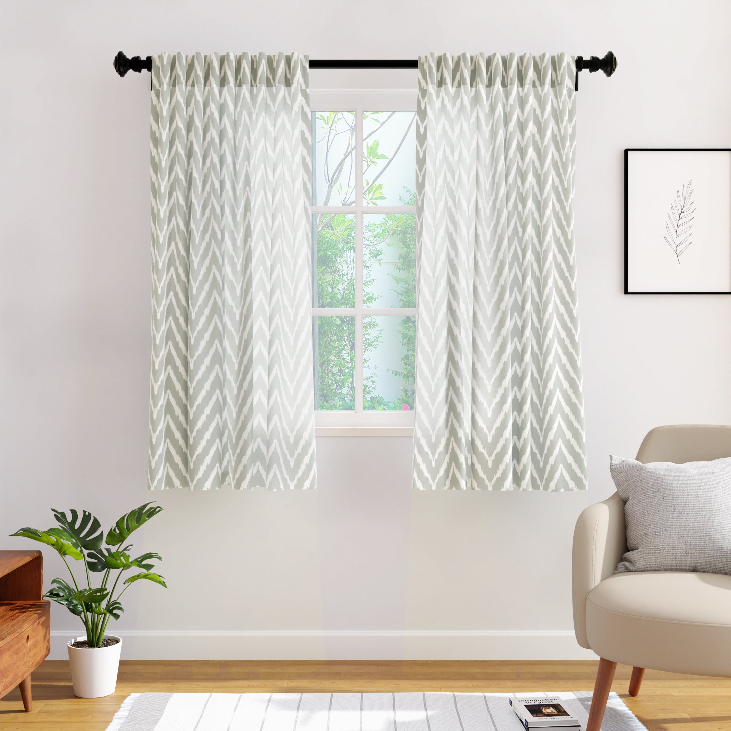 Micro Fire Grey Curtain (Pack of 2)
